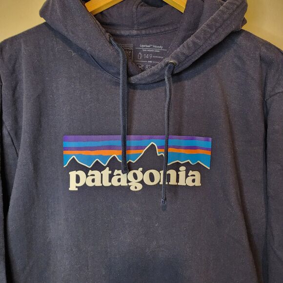 Patagonia Hoodie Sweatshirt Mens Large Blue P6 Logo Uprisal Pullover Gorpcore - Picture 2 of 9